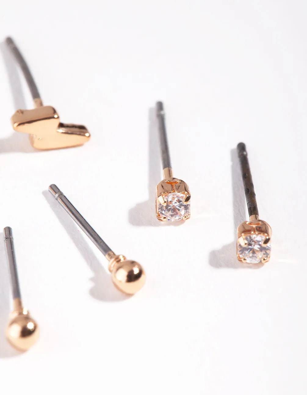 Gold Lightening Bolt & Diamante Stud Earring Pack sold by lovisa product image thumbnail 2
