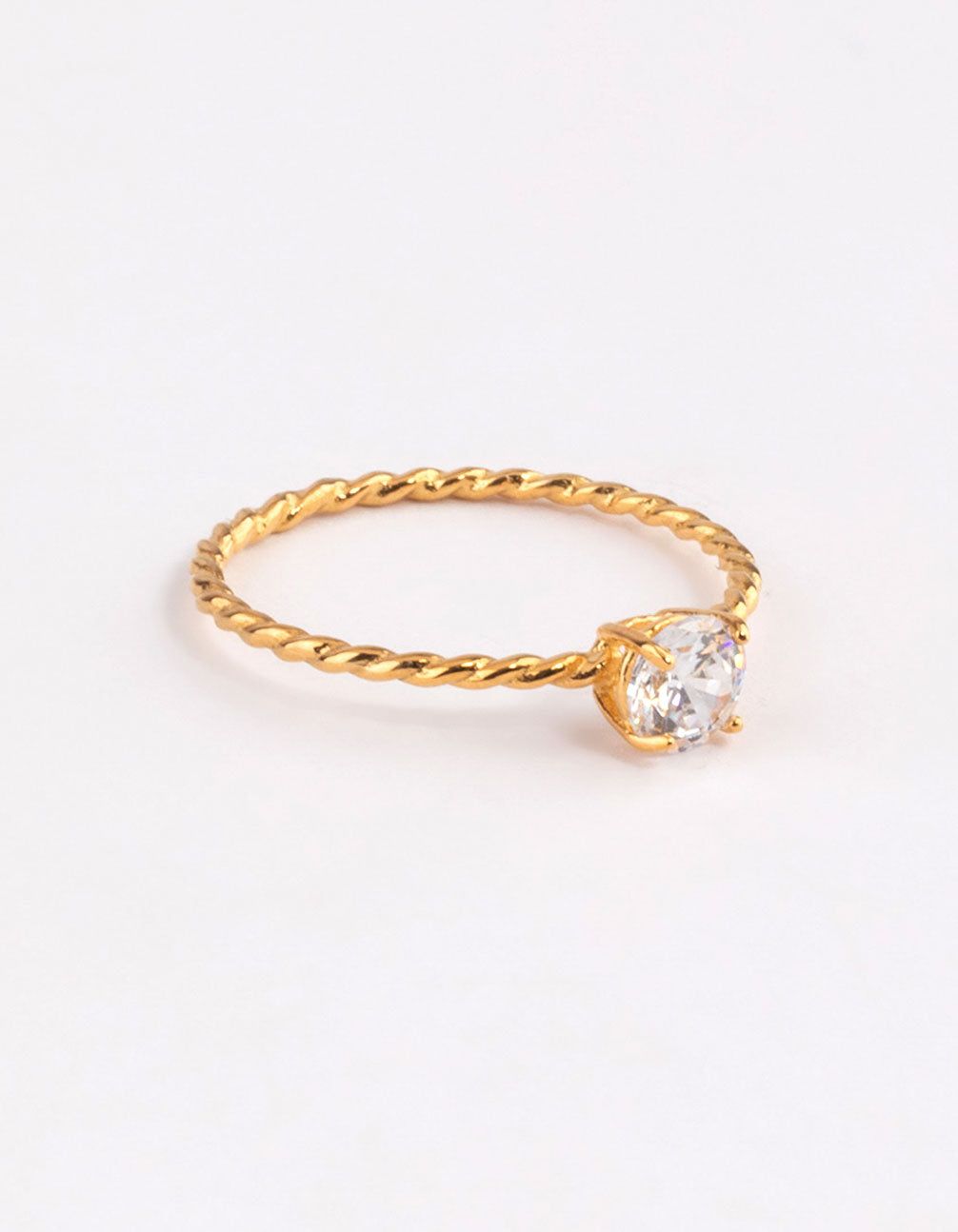 Gold Sterling Plated Cubic Zirconia Twist Engagement Ring sold by lovisa