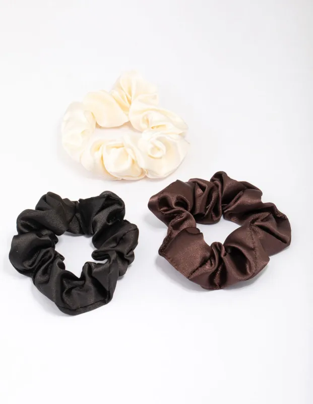 Neutral Satin Hair Scrunchie 3-Pack sold by lovisa