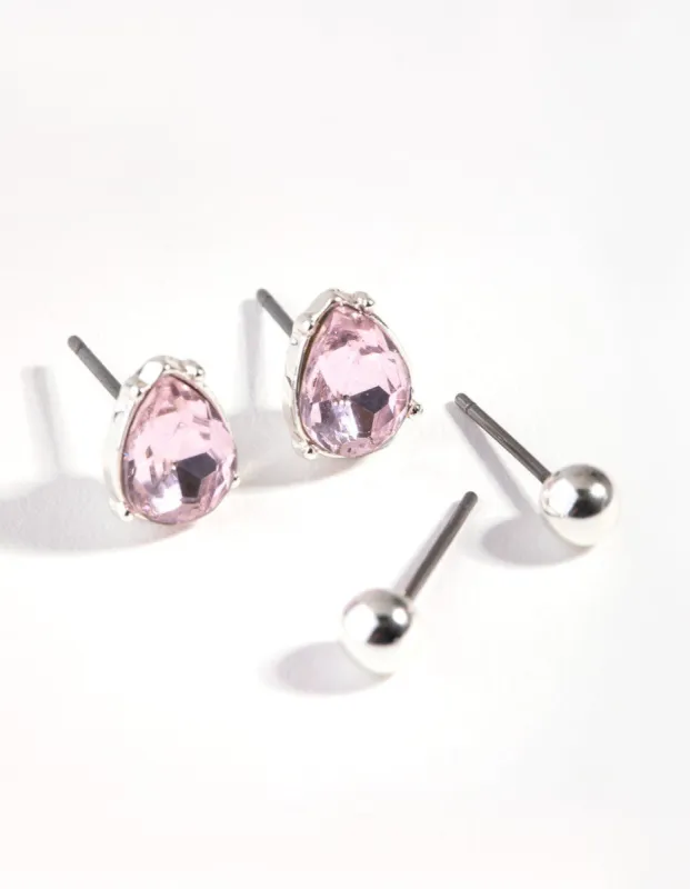Silver Ball & Teardrop Stud Earring Set sold by lovisa
