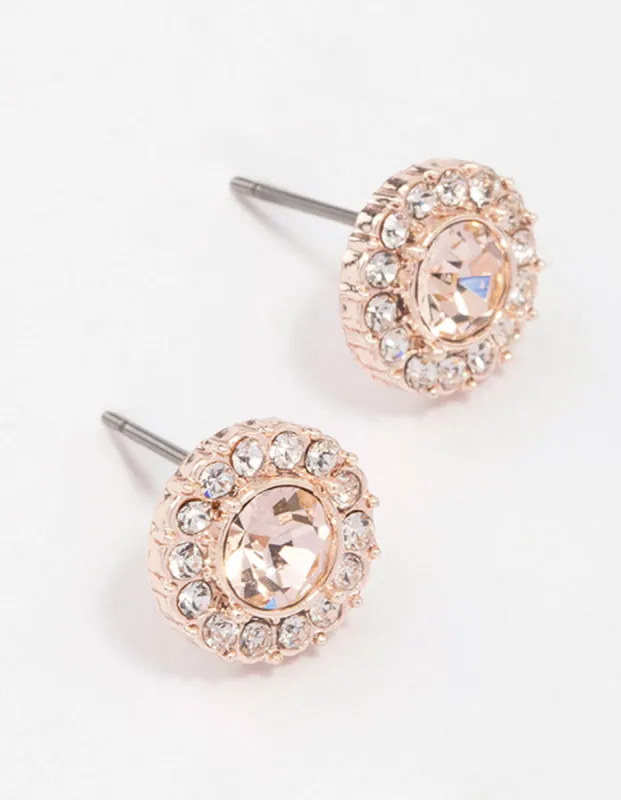 Rose Gold Blush Halo Stud Earrings sold by lovisa