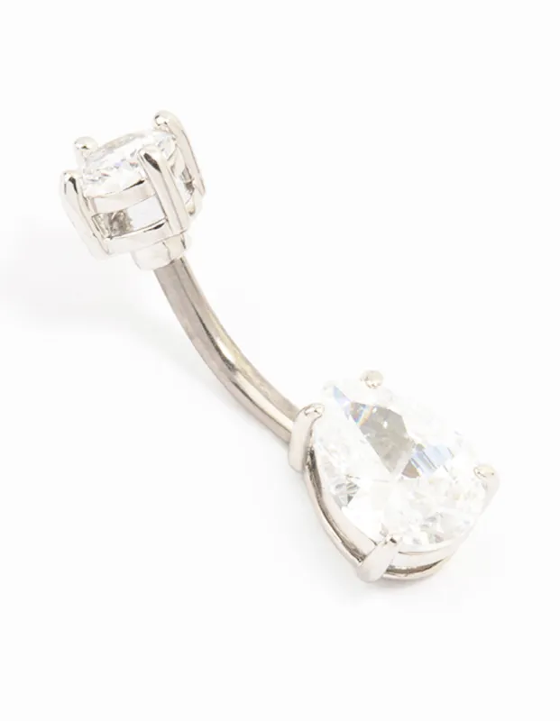 Titanium Medium Pear And Round Bellybar sold by lovisa
