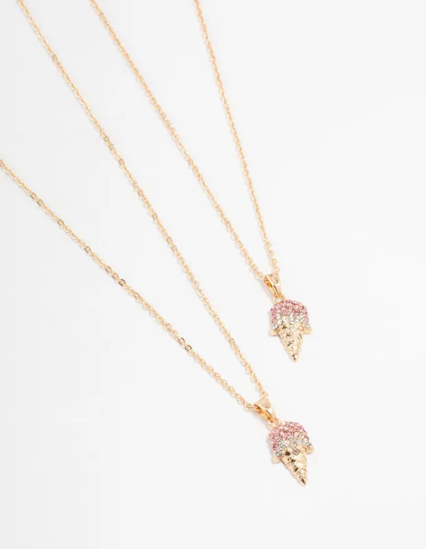 Gold Ice Cream Necklaces 2-Pack sold by lovisa