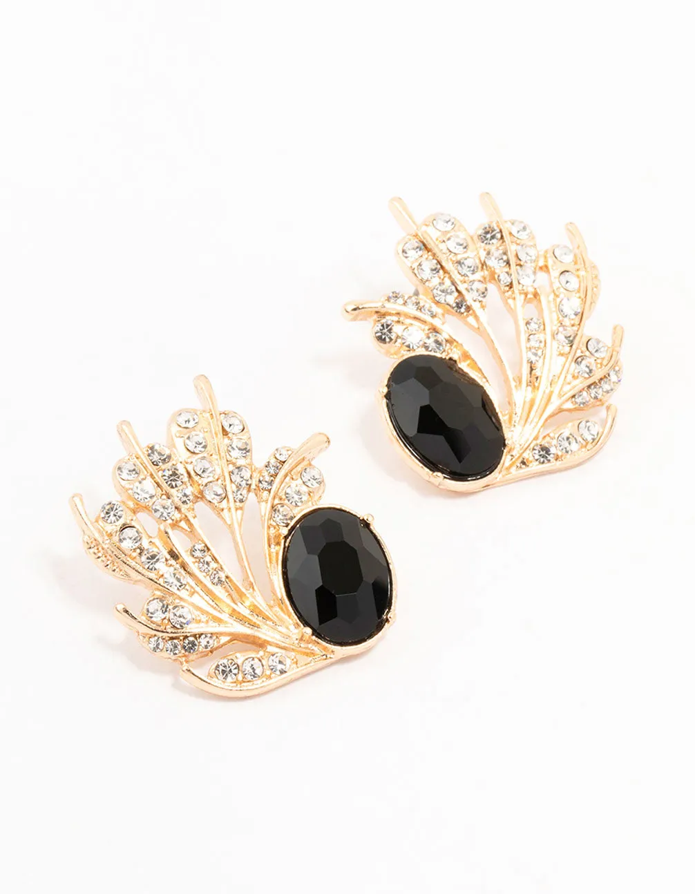 Gold & Black Ant Leaf Stud Earrings sold by lovisa