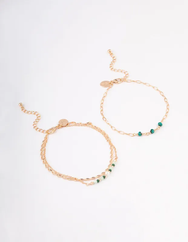 Gold Station Mixed Bead Anklet Pack sold by lovisa