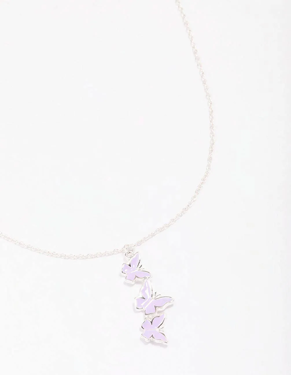 Silver & Purple Butterfly Pendant Necklace sold by lovisa