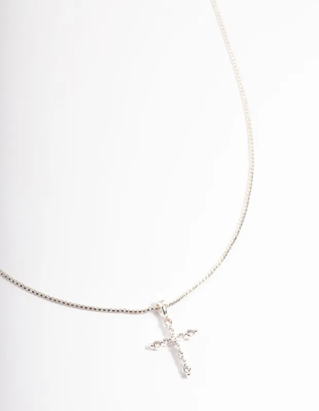 Silver Plated Cross Box Chain Necklace sold by lovisa