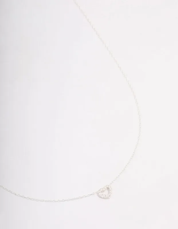 Sterling Silver Cubic Zirconia Heart Pendant Necklace sold by lovisa