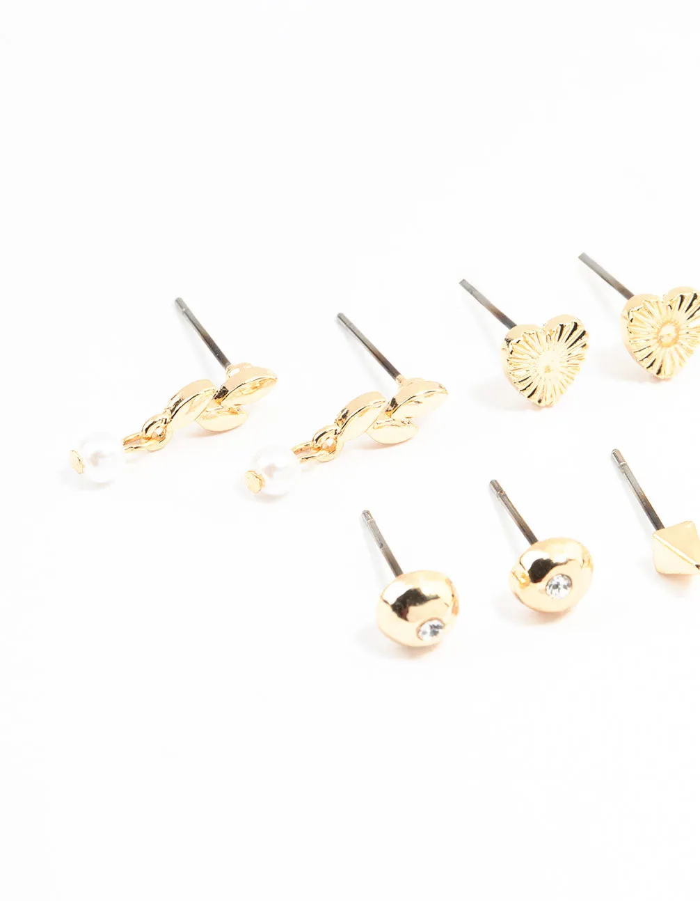 Gold Bow & Pearl Stud Earrings 8-Pack sold by lovisa product image thumbnail 2