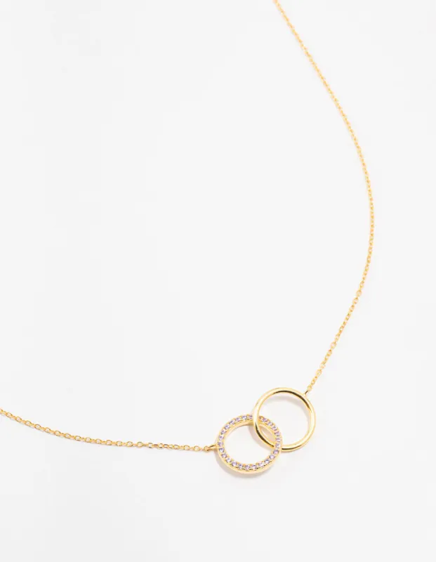 Gold Plated Sterling Silver Pave Link Hoop Necklace sold by lovisa