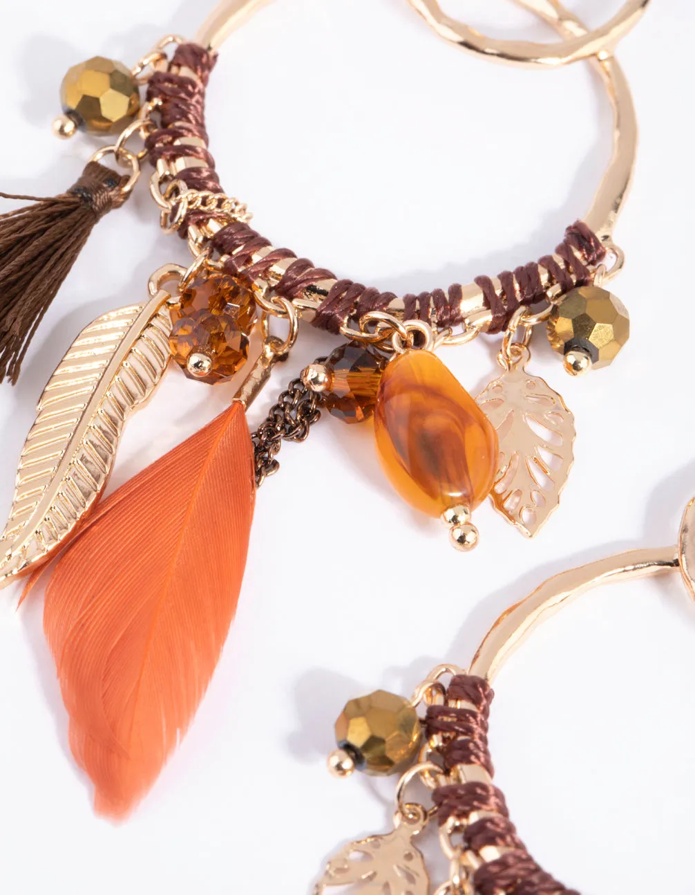 Brown Bead & Feather Drop Earrings sold by lovisa product image thumbnail 3