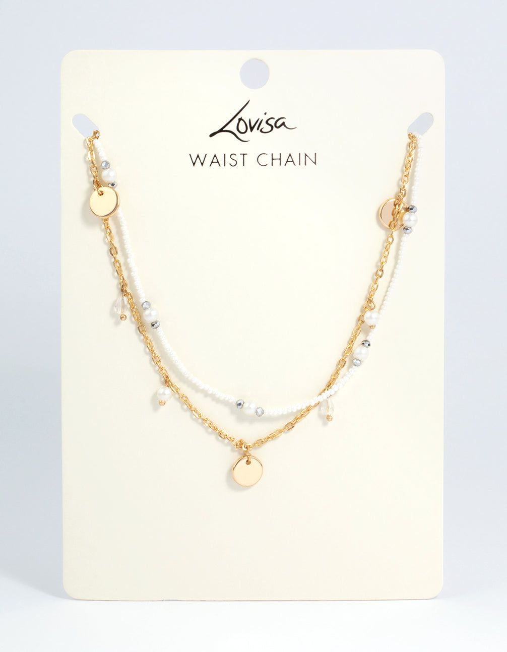 Gold Double Layer Pearl Twist Waist Chain sold by lovisa product image thumbnail 3