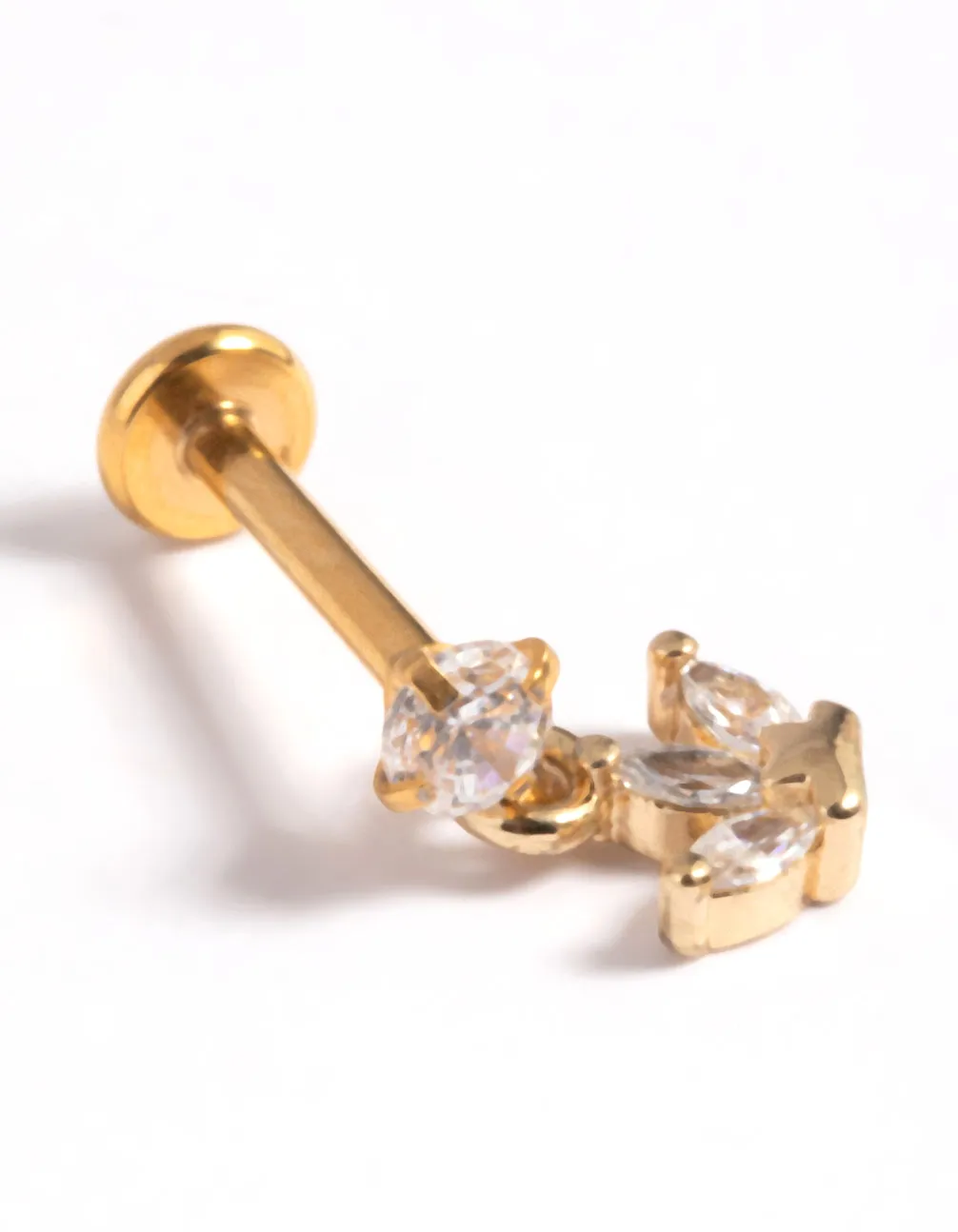 Gold Plated Surgical Steel Cubic Zirconia Marquise Flat Back sold by lovisa