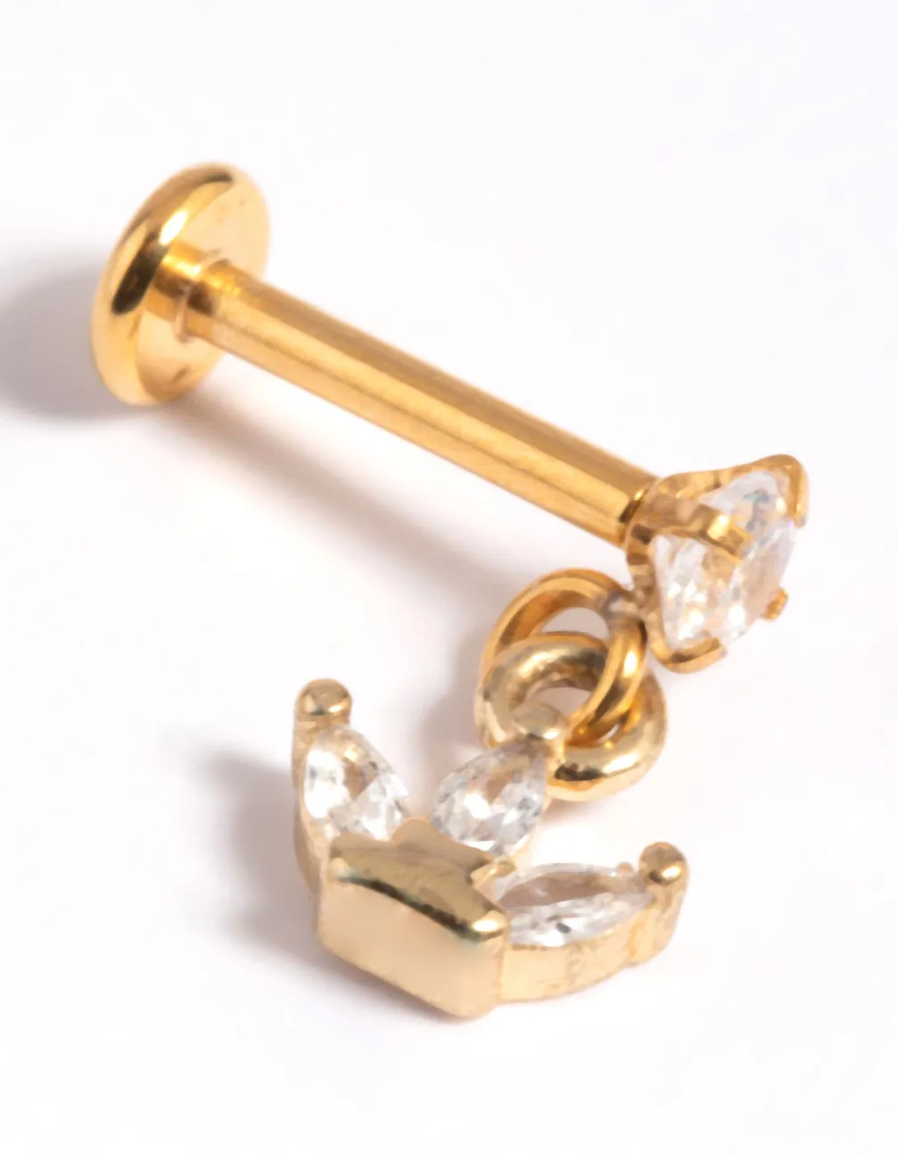 Gold Plated Surgical Steel Cubic Zirconia Marquise Flat Back sold by lovisa product image thumbnail 2