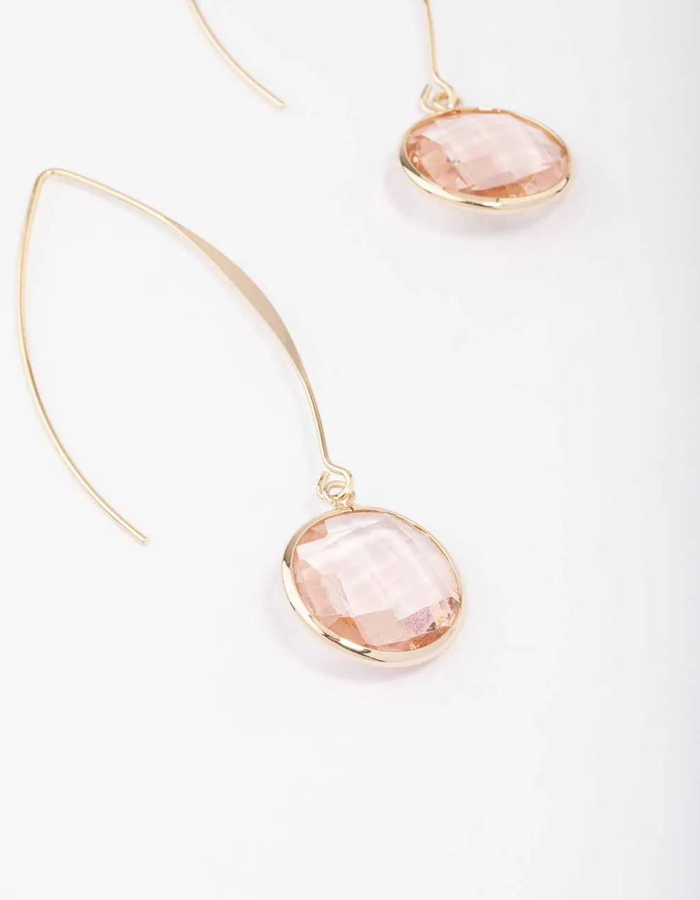 Gold Oval Blush Diamante Gem Drop Earrings sold by lovisa product image thumbnail 2