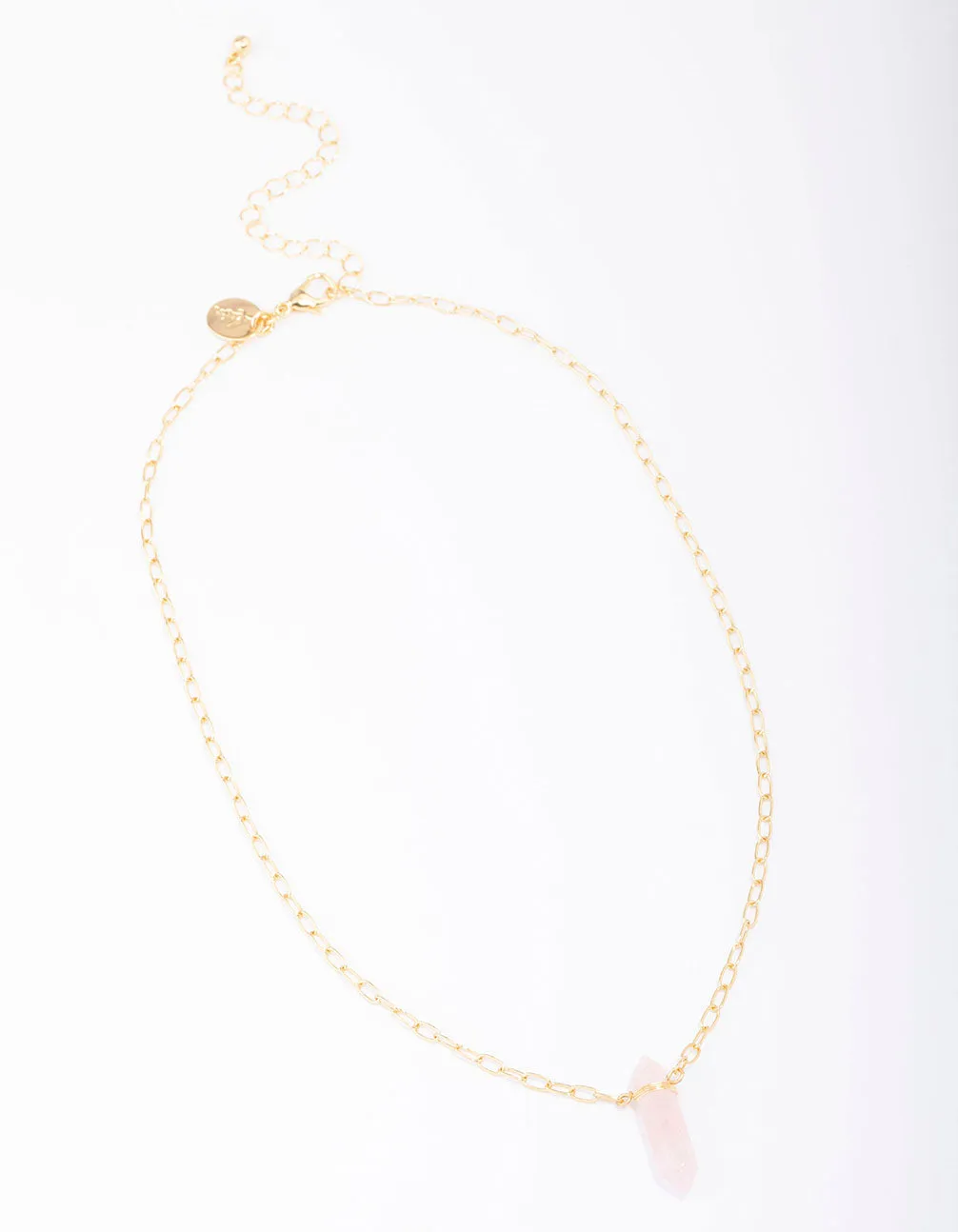 Gold Plated Rose Quartz Pointed Pendant Necklace sold by lovisa product image thumbnail 3