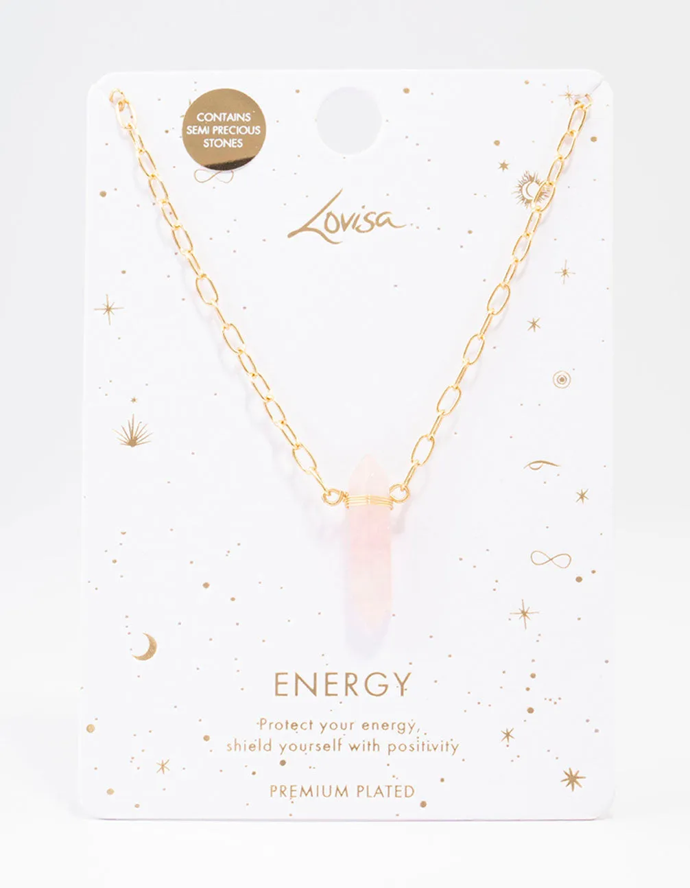 Gold Plated Rose Quartz Pointed Pendant Necklace sold by lovisa product image thumbnail 2