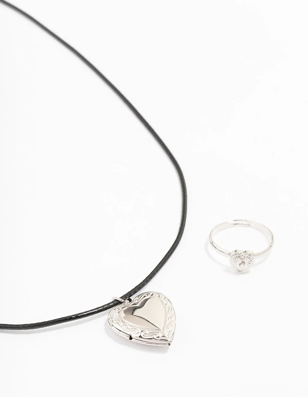 Rhodium Heart Locket Jewellery Set sold by lovisa