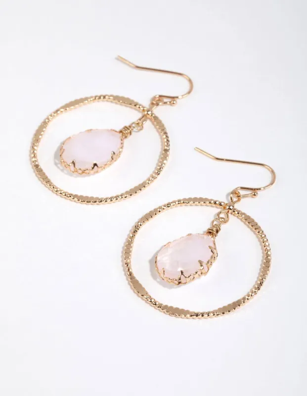Pink Faceted Pear Cut Floating Drop Earrings sold by lovisa