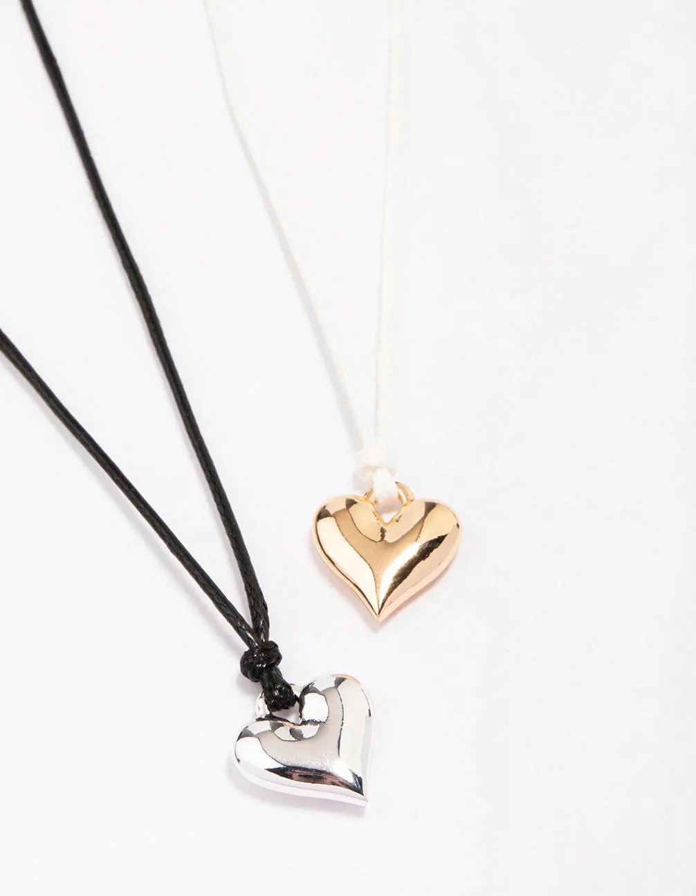 Mixed Metal Heart Cord Necklace Pack sold by lovisa
