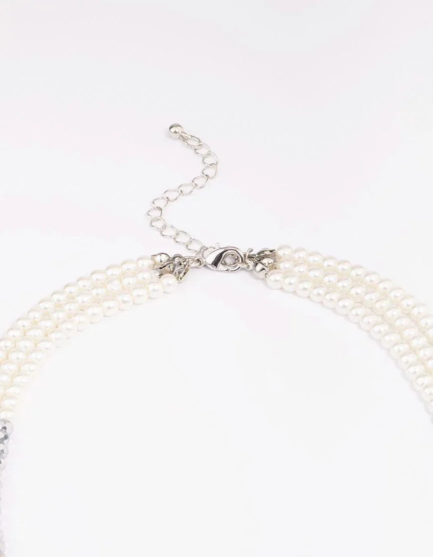 Rhodium Pearl Facet Layered Necklace sold by lovisa product image thumbnail 3