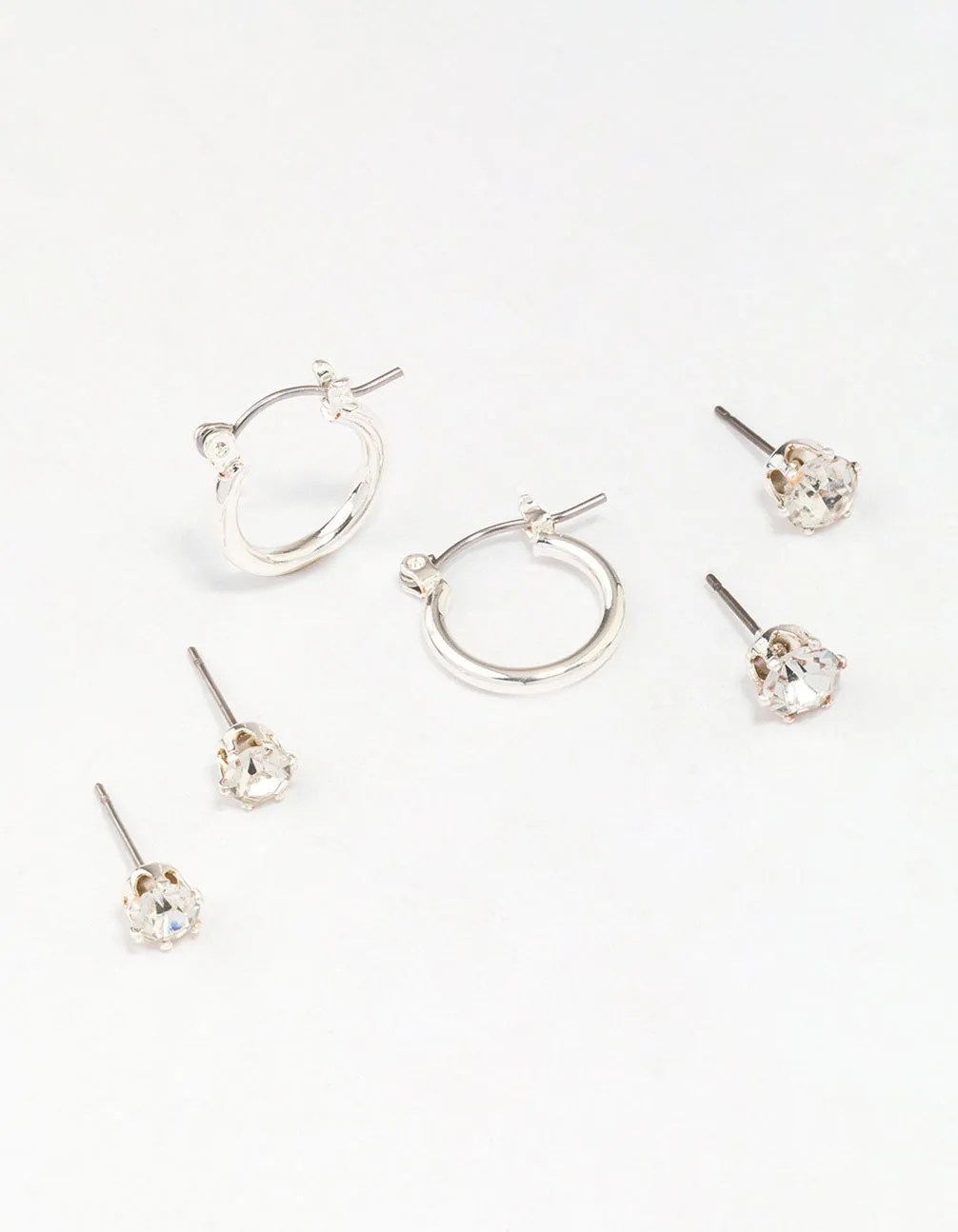 Silver Diamante Stud & Hoop Earring 3-Pack sold by lovisa