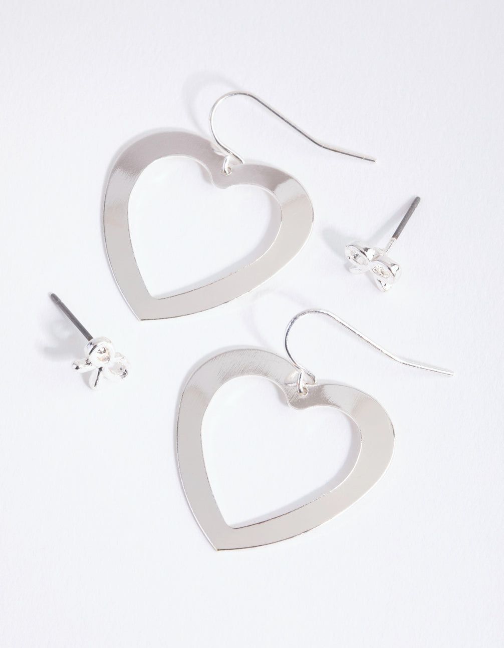 Silver Heart & Bow Earring Pack sold by lovisa