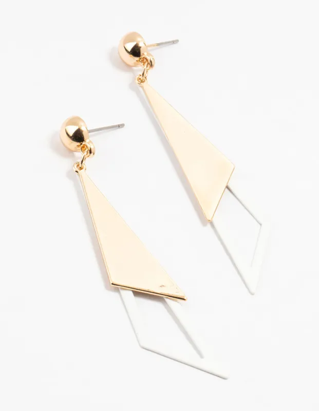 Gold Cutout Triangle Drop Earrings sold by lovisa
