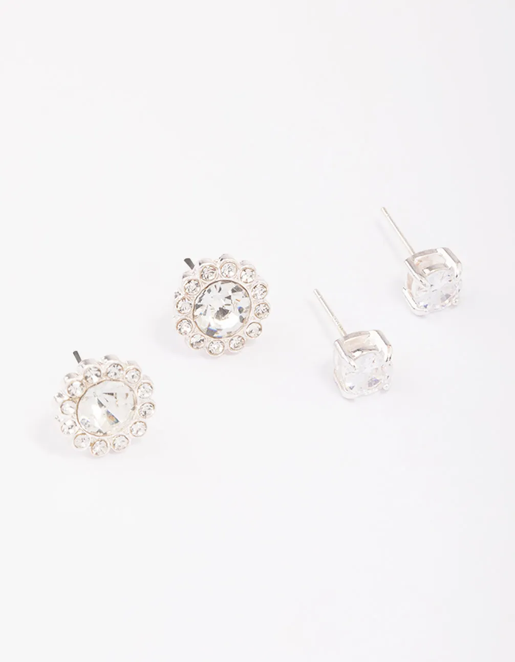 Silver Diamante Flower Stud Earring Pack sold by lovisa