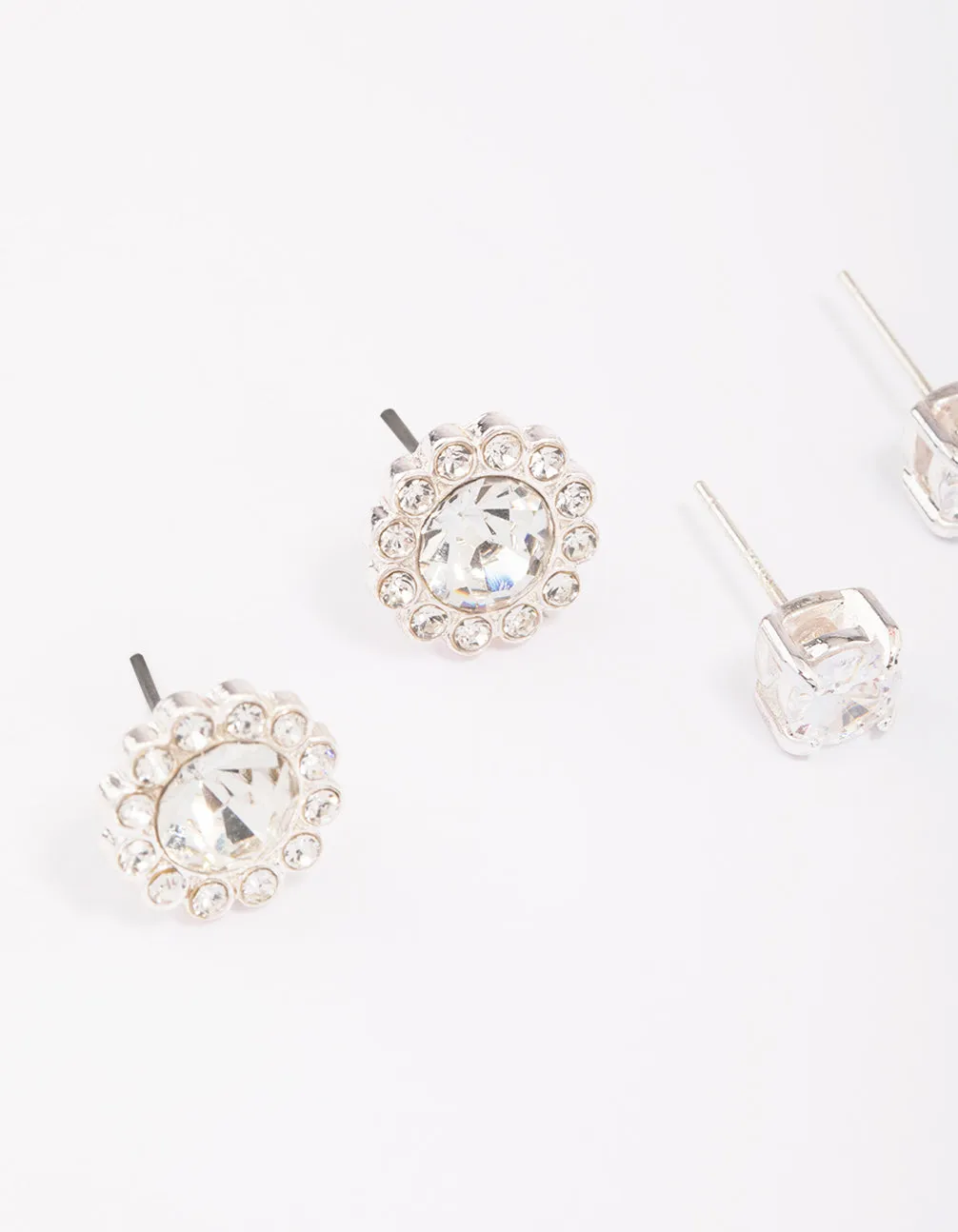 Silver Diamante Flower Stud Earring Pack sold by lovisa product image thumbnail 3