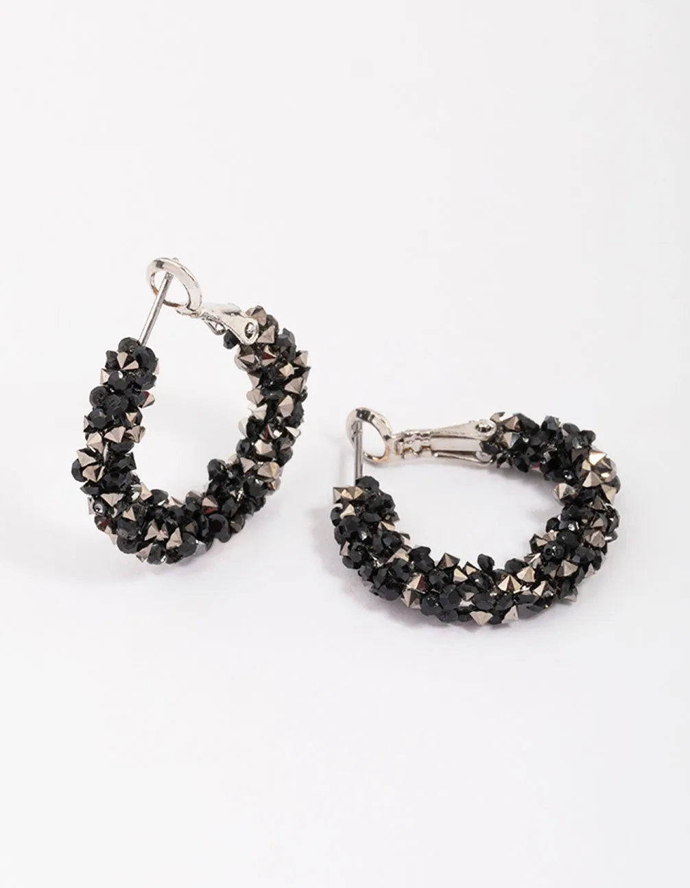 Silver Crushed Stone Hoop Earrings sold by lovisa