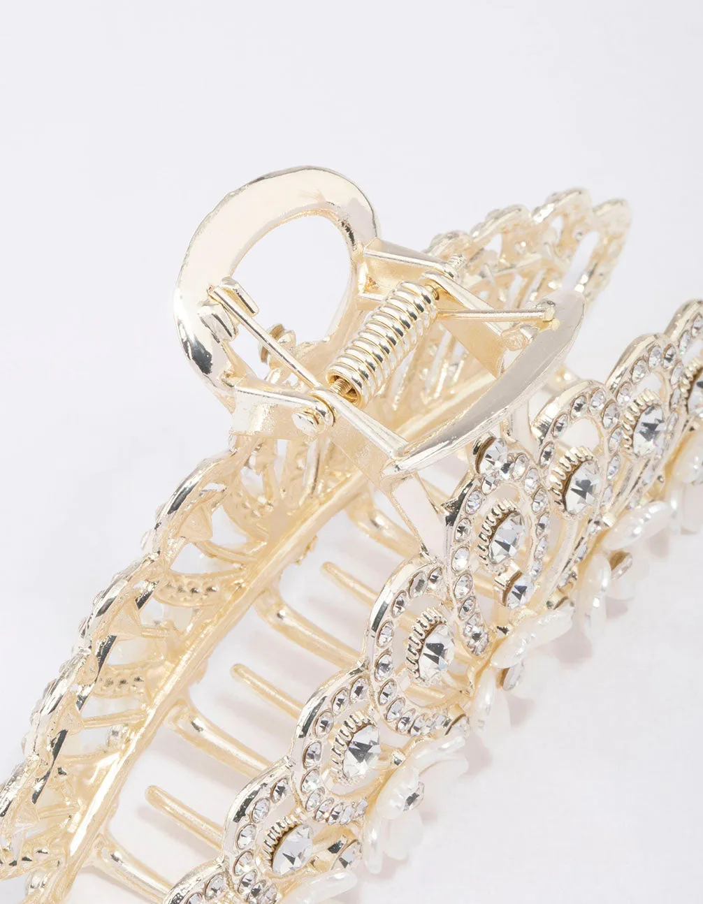 Gold Ornate Diamante & Flower Hair Claw Clip sold by lovisa product image thumbnail 3