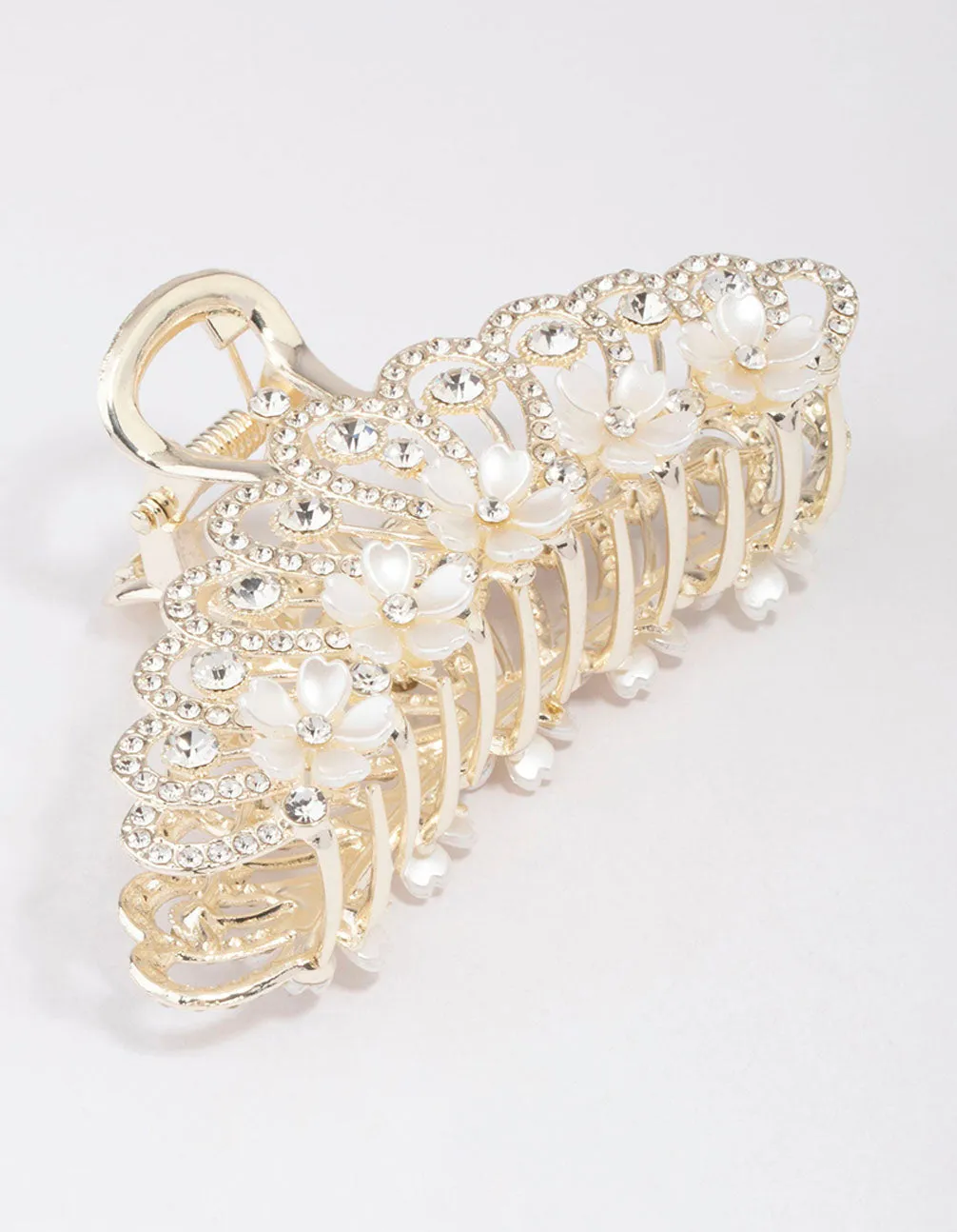Gold Ornate Diamante & Flower Hair Claw Clip sold by lovisa product image thumbnail 2