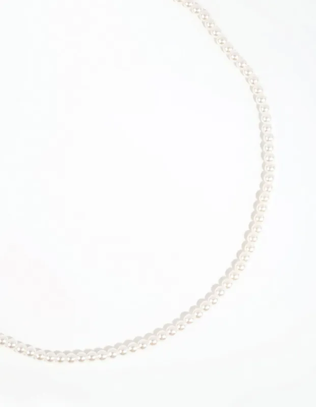 Silver Small Pearl Short Necklace sold by lovisa