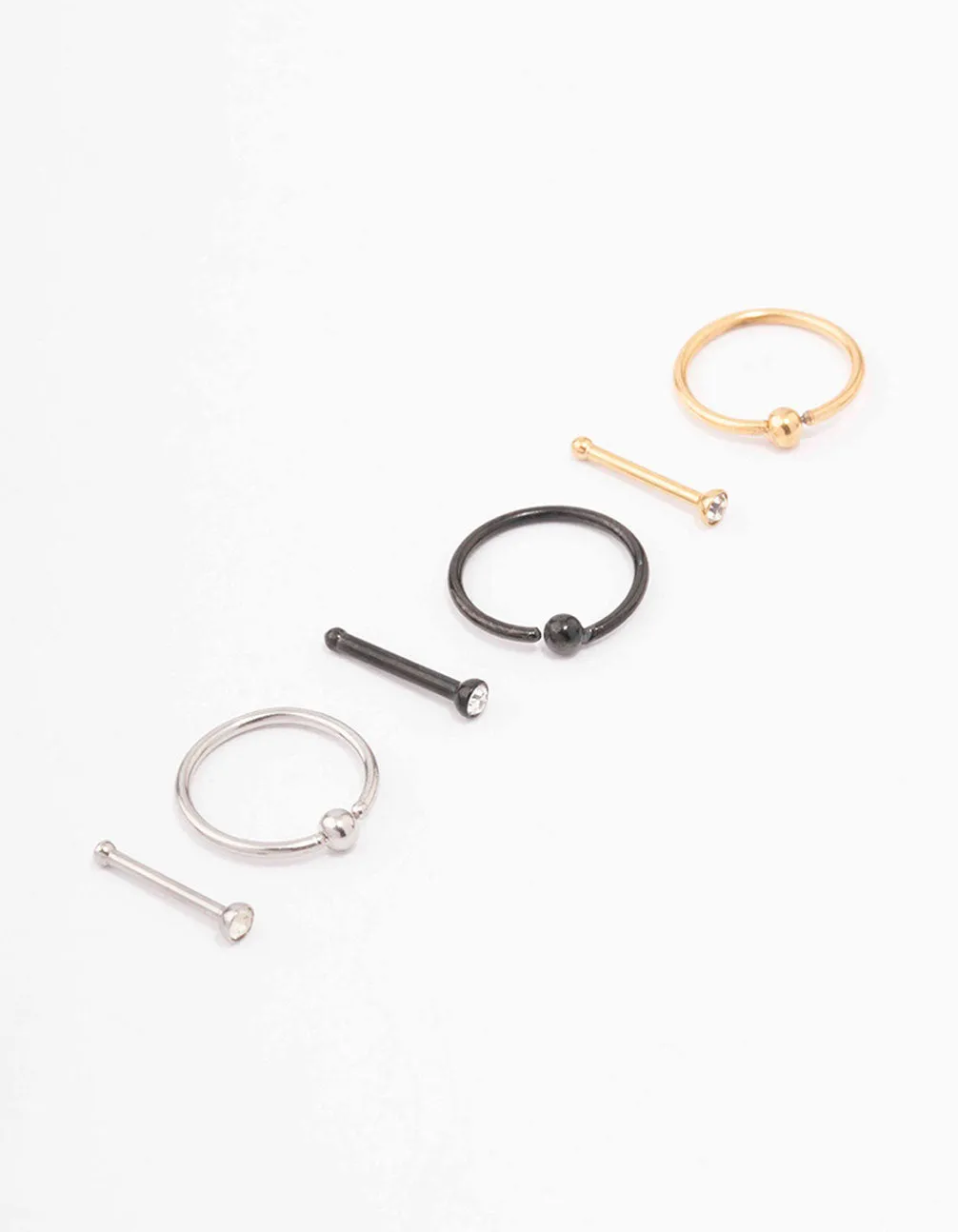 Surgical Steel Two-Toned Classic Mixed Nose Stud 6-Pack sold by lovisa