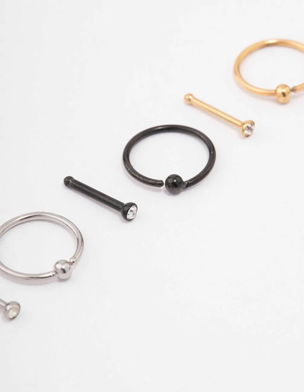 Surgical Steel Two-Toned Classic Mixed Nose Stud 6-Pack sold by lovisa product image thumbnail 2