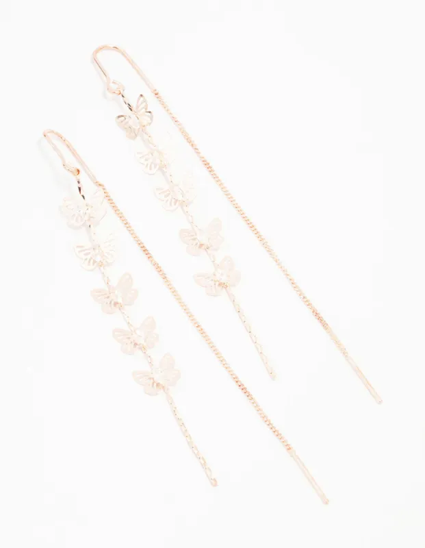 Rose Gold Butterfly Cubic Zirconia Drop Earrings sold by lovisa