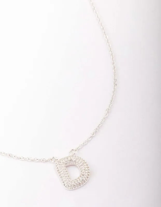 Letter D Silver Plated Pave Pendant Initial Necklace sold by lovisa