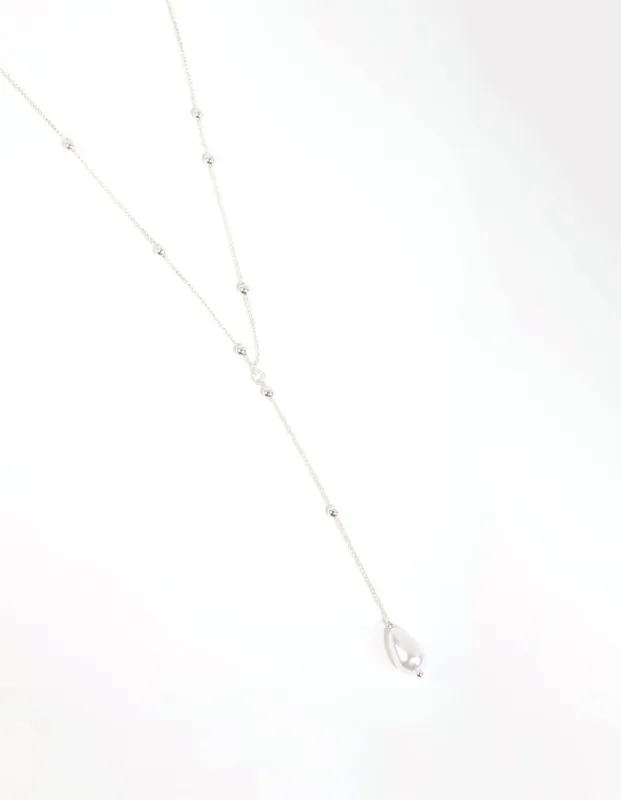 Silver Ball & Pearl Chain Necklace sold by lovisa