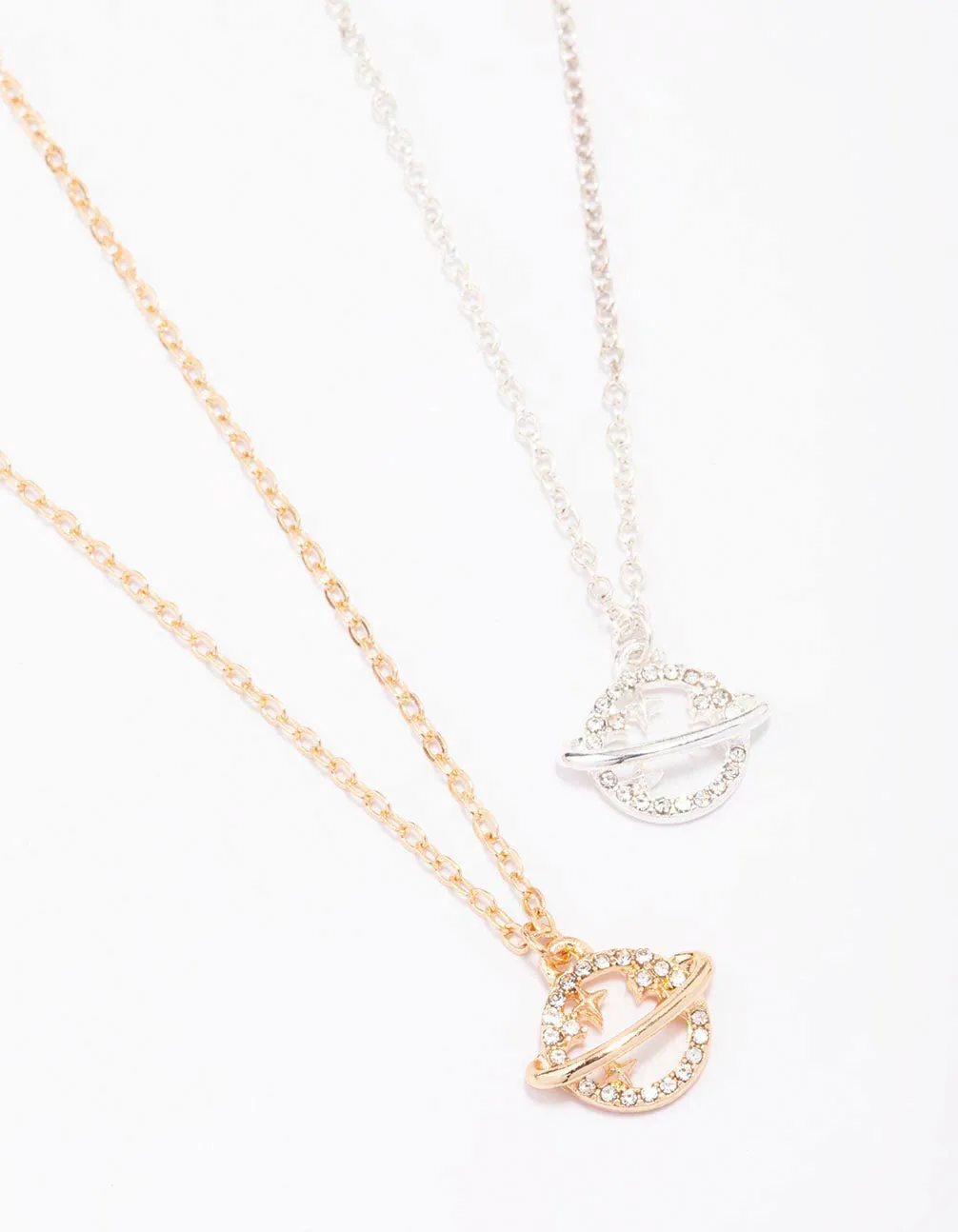 Gold & Silver Two-Tone Diamante Planet Necklace Pack sold by lovisa