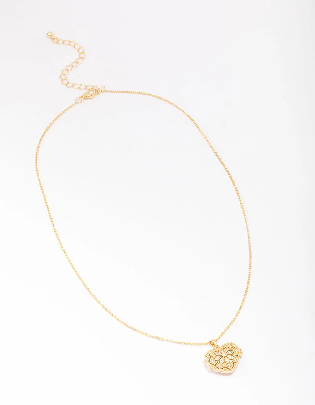 Gold Plated Heart Locket Cubic Zirconia Pendant Necklace sold by lovisa product image thumbnail 3