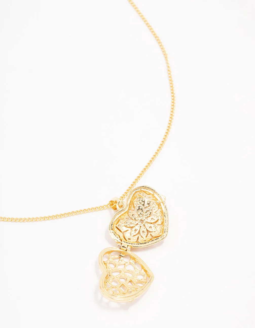 Gold Plated Heart Locket Cubic Zirconia Pendant Necklace sold by lovisa product image thumbnail 4