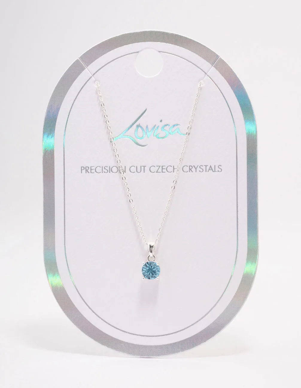 Silver Blue Crystal Solitaire Pendant Necklace sold by lovisa product image thumbnail 4