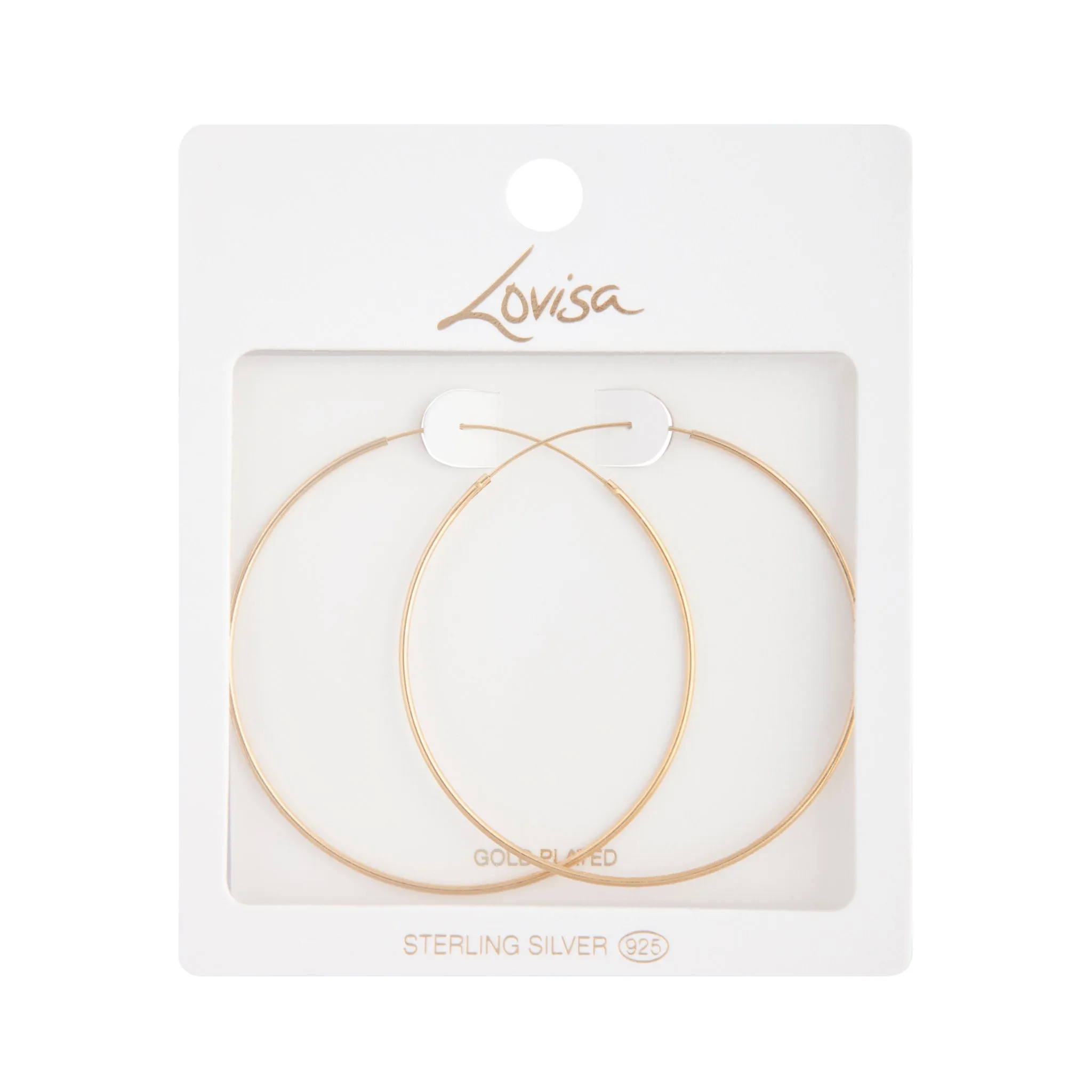 Gold Plated Sterling Silver Fine 60mm Hoop sold by lovisa