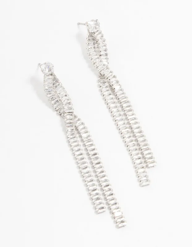 Twisted Cupchain Cubic Zirconia Drop Earrings sold by lovisa