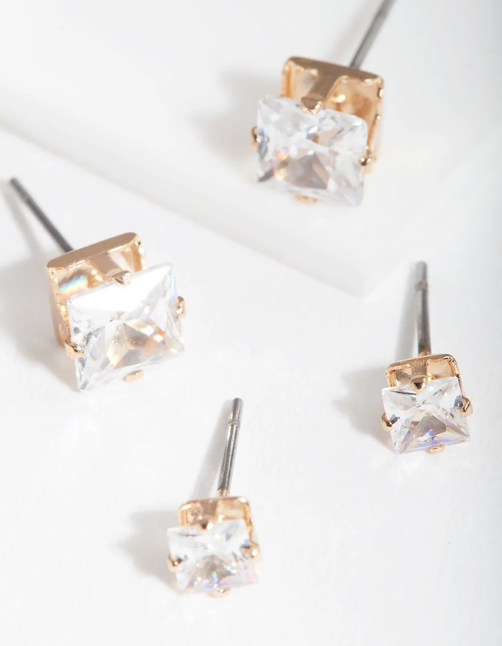 Gold Cubic Zirconia Square Earring Pack sold by lovisa product image thumbnail 3