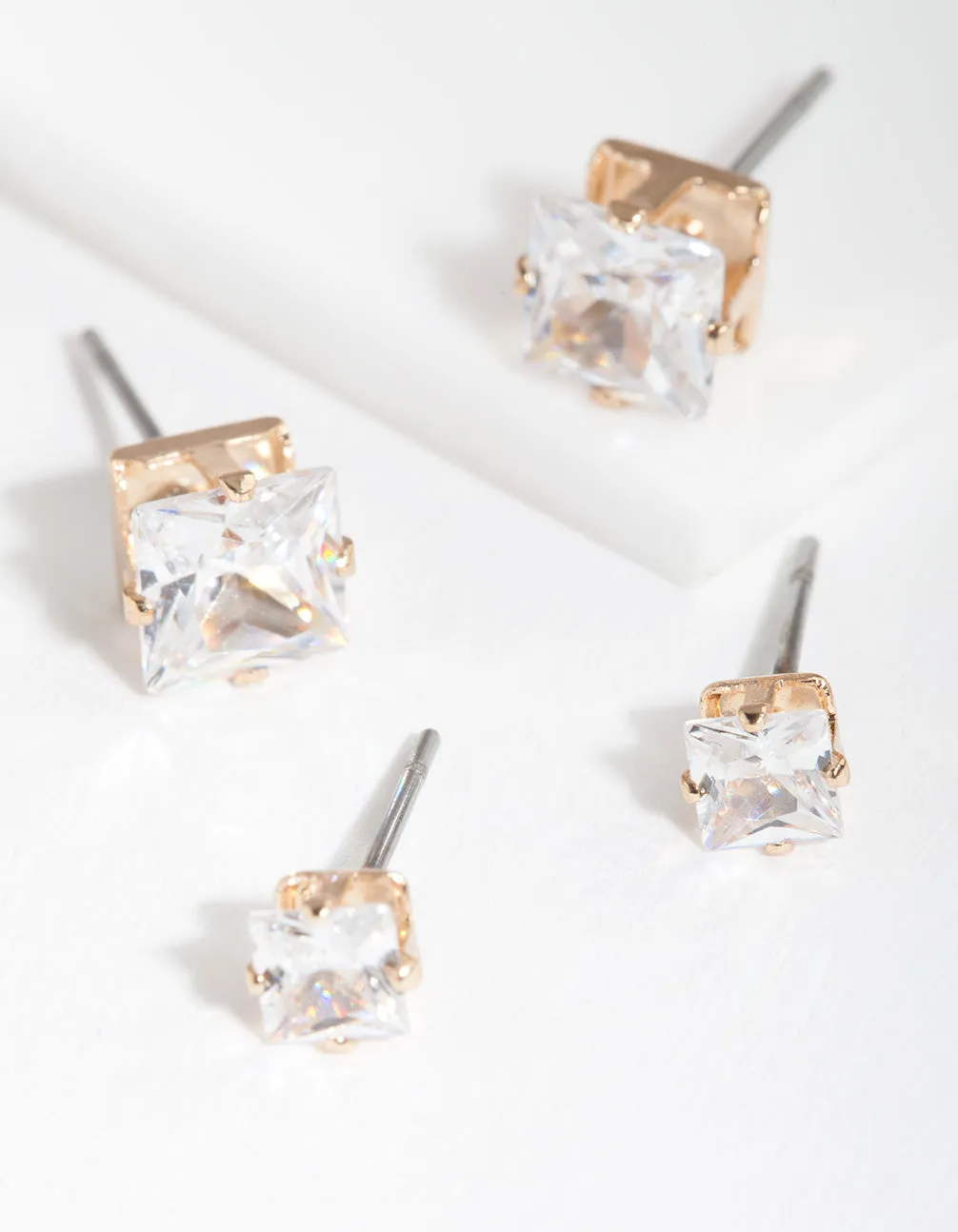 Gold Cubic Zirconia Square Earring Pack sold by lovisa product image thumbnail 2