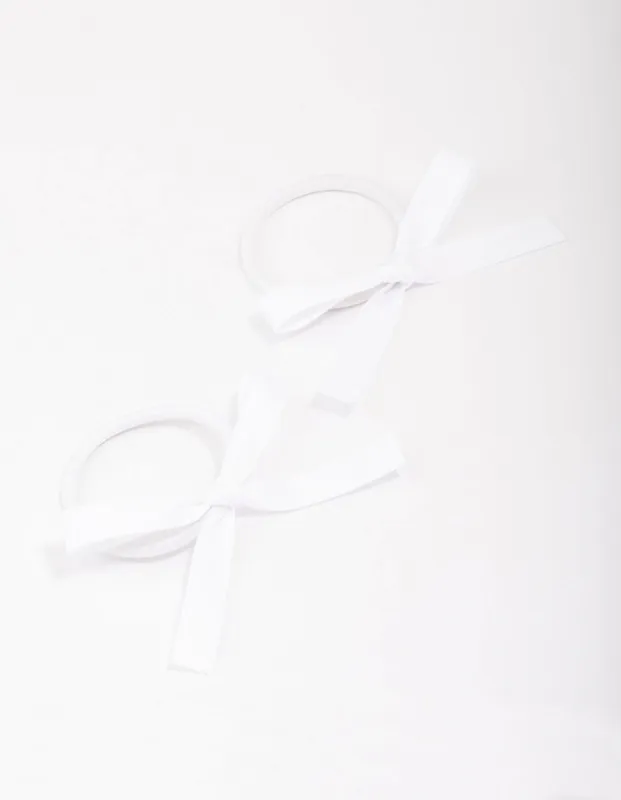 White Mini Bow Hair Tie Pack sold by lovisa