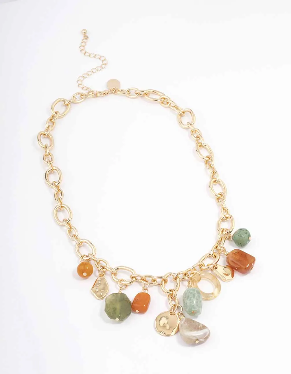 Gold Mixed Stone Charm Chain Necklace sold by lovisa product image thumbnail 2