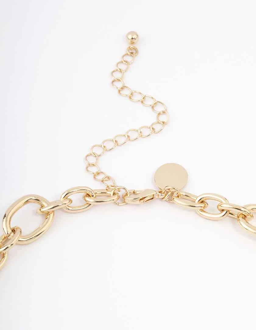 Gold Mixed Stone Charm Chain Necklace sold by lovisa product image thumbnail 5